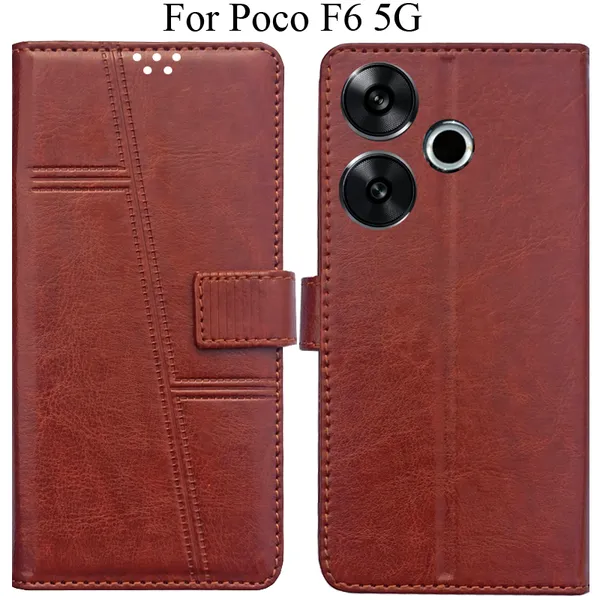 Brown_Premium_Flip_Cover_For_Poco_F6_5G