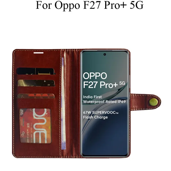 Brown_Premium_Flip_Cover_For_Oppo_F27_Pro_Plus_5G,_Oppo_F27_Pro+_5G