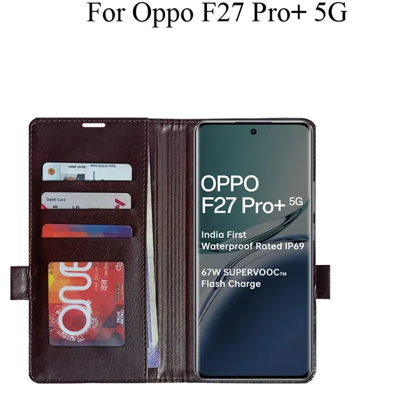 Brown_Premium_Flip_Cover_For_Oppo_F27_Pro_Plus_5G,_Oppo_F27_Pro+_5G
