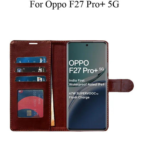 Brown_Premium_Flip_Cover_For_Oppo_F27_Pro_Plus_5G,_Oppo_F27_Pro+_5G