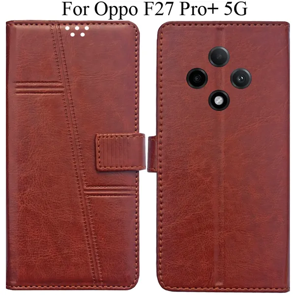 Brown_Premium_Flip_Cover_For_Oppo_F27_Pro_Plus_5G,_Oppo_F27_Pro+_5G