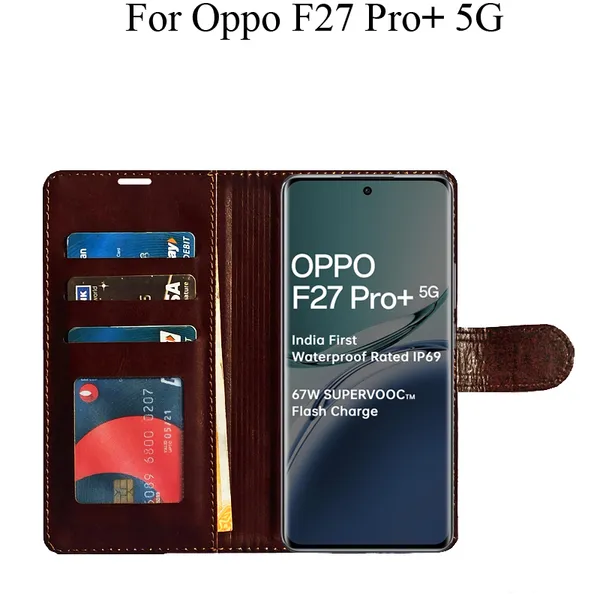 Brown_Premium_Flip_Cover_For_Oppo_F27_Pro_Plus_5G,_Oppo_F27_Pro+_5G