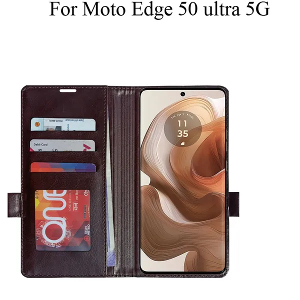 Brown_Premium_Flip_Cover_For_Moto_Edge_50_Ultra_5G
