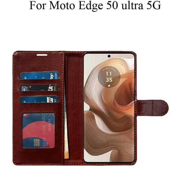 Brown_Premium_Flip_Cover_For_Moto_Edge_50_Ultra_5G