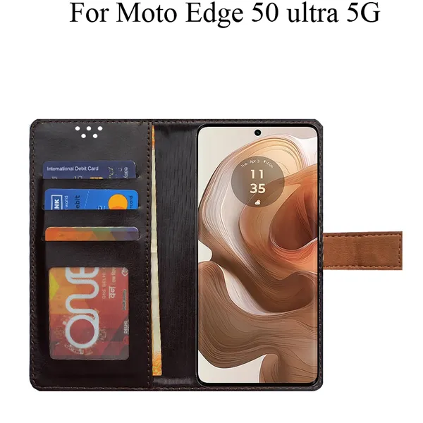 Brown_Premium_Flip_Cover_For_Moto_Edge_50_Ultra_5G