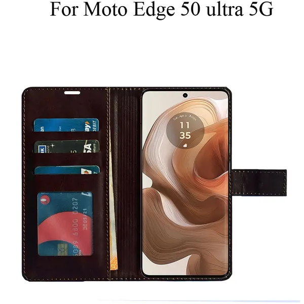 Brown_Premium_Flip_Cover_For_Moto_Edge_50_Ultra_5G