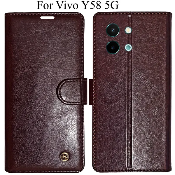Beige_Premium_Flip_Cover_For_Vivo_Y58_5G