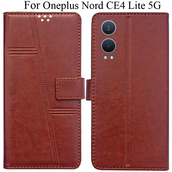 Brown_Premium_Flip_Cover_For_Oneplus_Nord_Ce4_Lite_5G