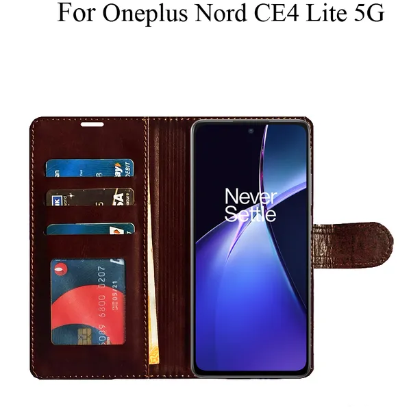 Brown_Premium_Flip_Cover_For_Oneplus_Nord_Ce4_Lite_5G