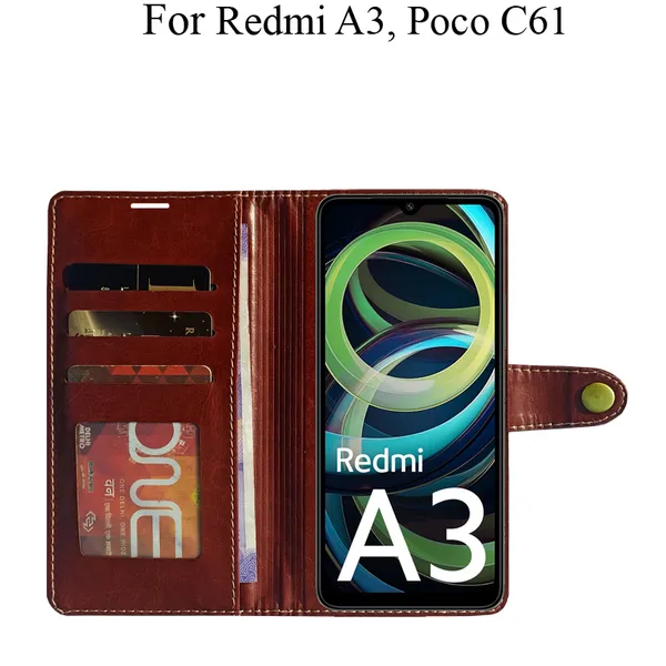 Brown_Premium_Flip_Cover_For_Poco_C61,_Redmi_A3_(2024)