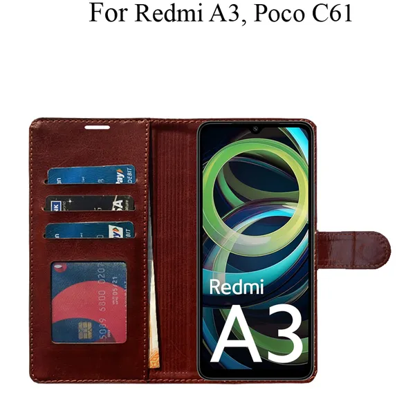 Brown_Premium_Flip_Cover_For_Poco_C61,_Redmi_A3_(2024)