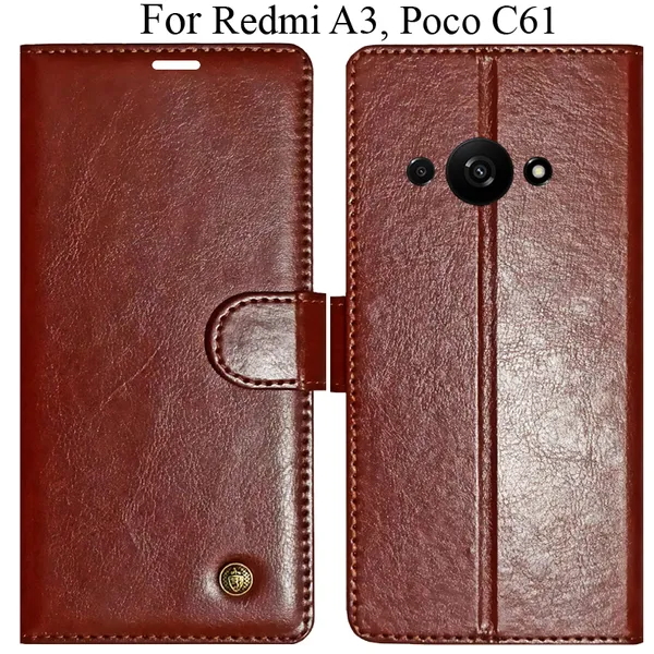Brown_Premium_Flip_Cover_For_Poco_C61,_Redmi_A3_(2024)