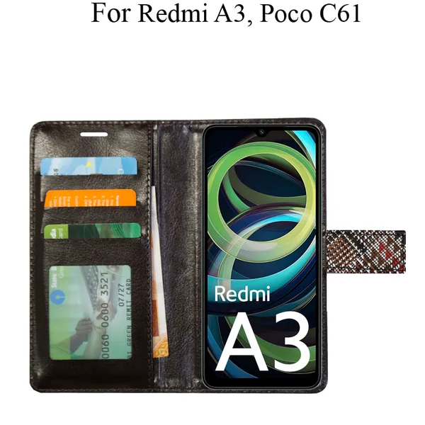 Red_Premium_Flip_Cover_For_Poco_C61,_Redmi_A3_(2024)