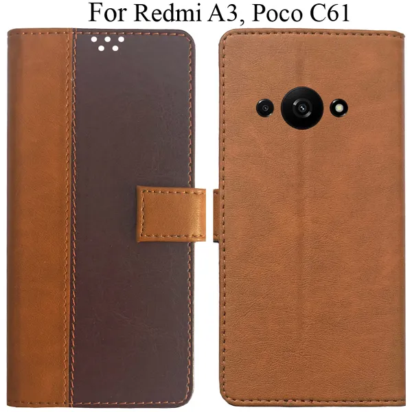 Brown_Premium_Flip_Cover_For_Poco_C61,_Redmi_A3_(2024)