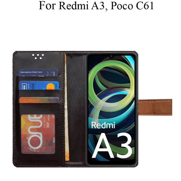 Brown_Premium_Flip_Cover_For_Poco_C61,_Redmi_A3_(2024)