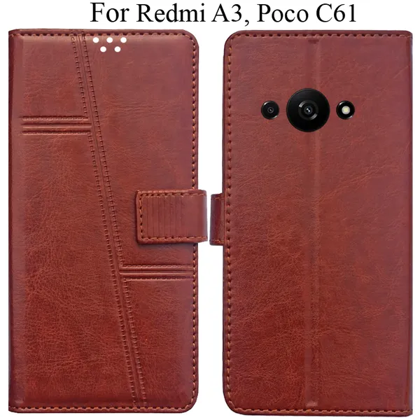 Brown_Premium_Flip_Cover_For_Poco_C61,_Redmi_A3_(2024)