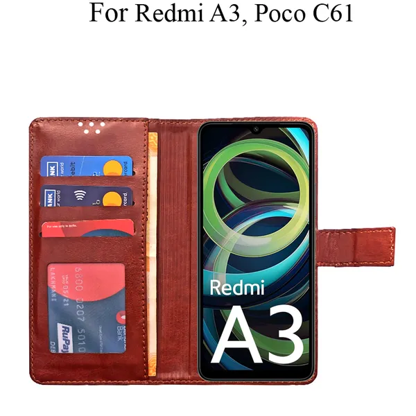 Brown_Premium_Flip_Cover_For_Poco_C61,_Redmi_A3_(2024)
