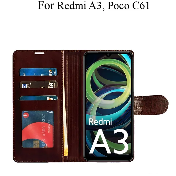 Brown_Premium_Flip_Cover_For_Poco_C61,_Redmi_A3_(2024)
