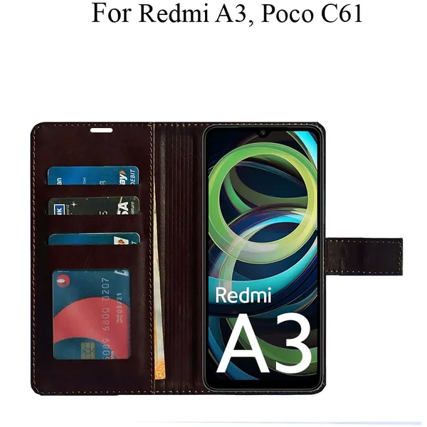 Brown_Premium_Flip_Cover_For_Poco_C61,_Redmi_A3_(2024)