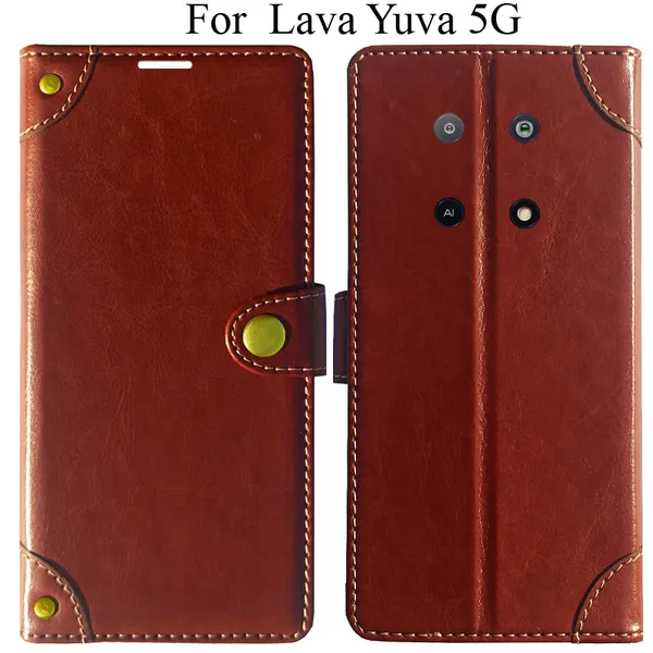 Brown_Premium_Flip_Cover_For_Lava_Yuva_5G
