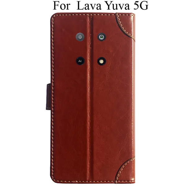 Brown_Premium_Flip_Cover_For_Lava_Yuva_5G