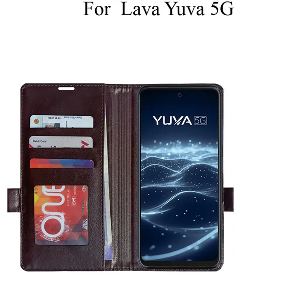 Brown_Premium_Flip_Cover_For_Lava_Yuva_5G