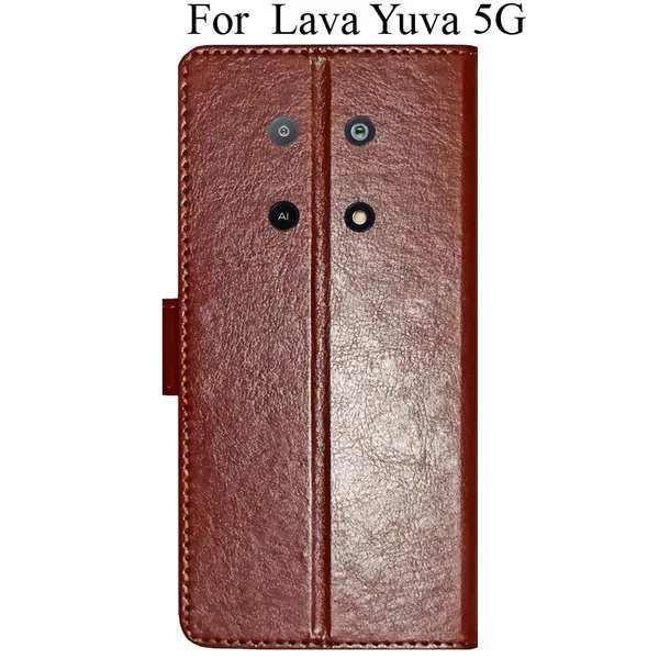 Brown_Premium_Flip_Cover_For_Lava_Yuva_5G