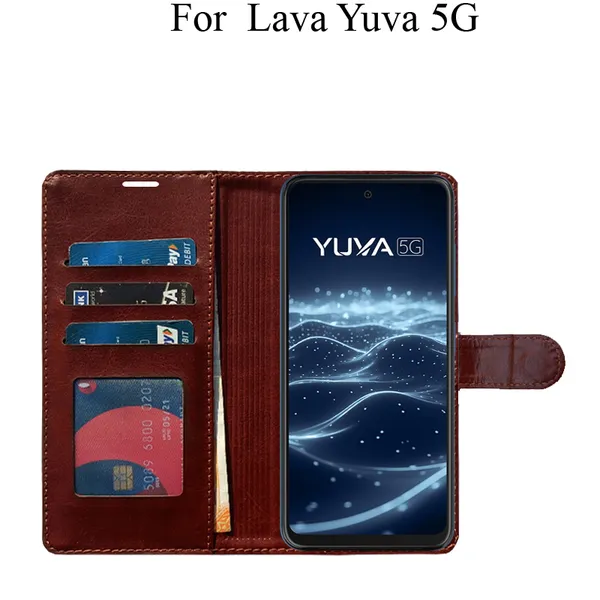 Brown_Premium_Flip_Cover_For_Lava_Yuva_5G