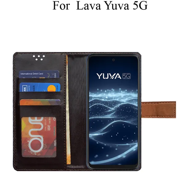 Brown_Premium_Flip_Cover_For_Lava_Yuva_5G