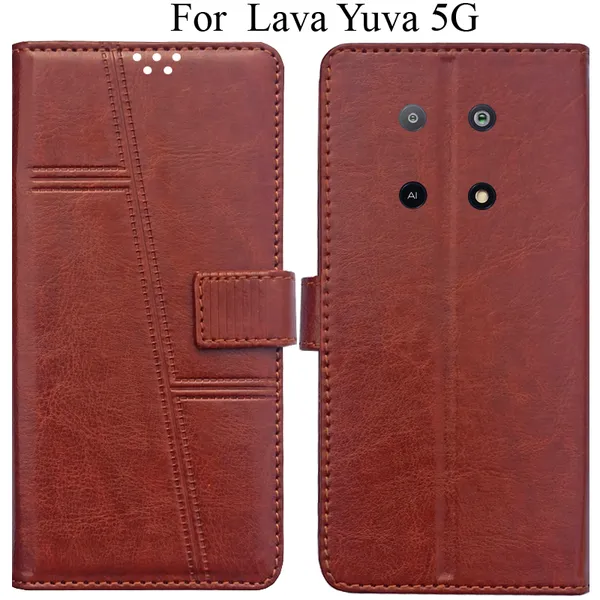 Brown_Premium_Flip_Cover_For_Lava_Yuva_5G