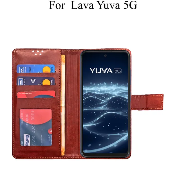 Brown_Premium_Flip_Cover_For_Lava_Yuva_5G
