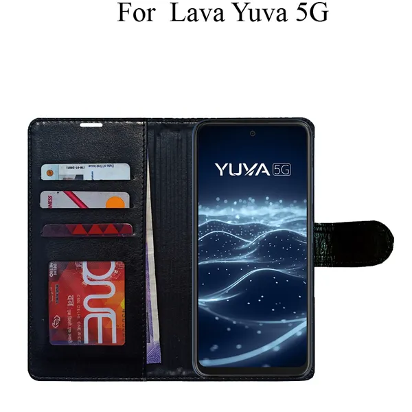 Black_Premium_Flip_Cover_For_Lava_Yuva_5G