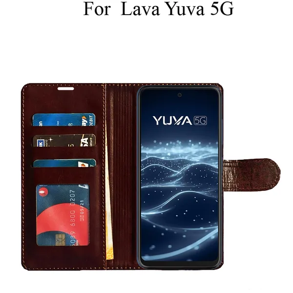 Brown_Premium_Flip_Cover_For_Lava_Yuva_5G