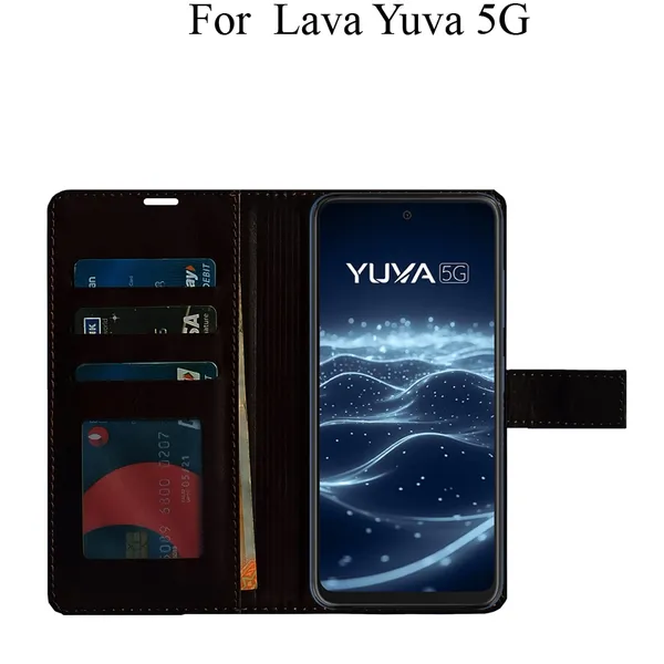 Brown_Premium_Flip_Cover_For_Lava_Yuva_5G