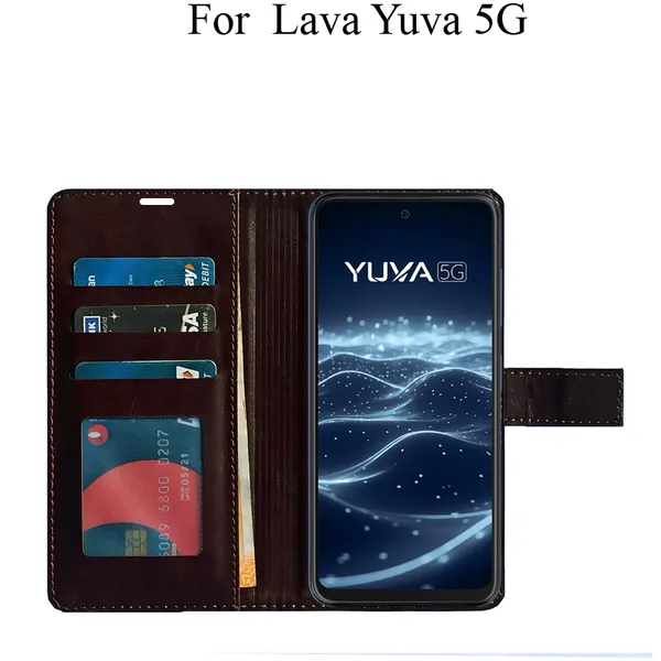 Brown_Premium_Flip_Cover_For_Lava_Yuva_5G