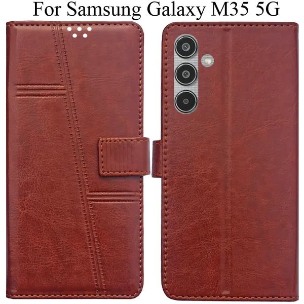Brown_Premium_Flip_Cover_For_Samsung_Galaxy_M35_5G