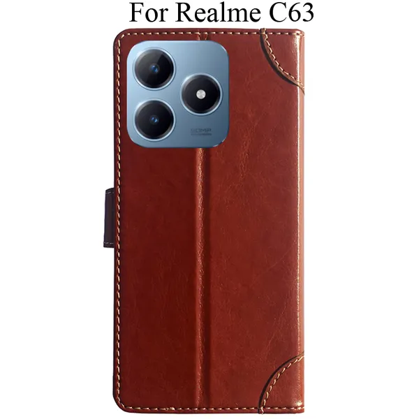 Brown_Premium_Flip_Cover_For_Realme_C63