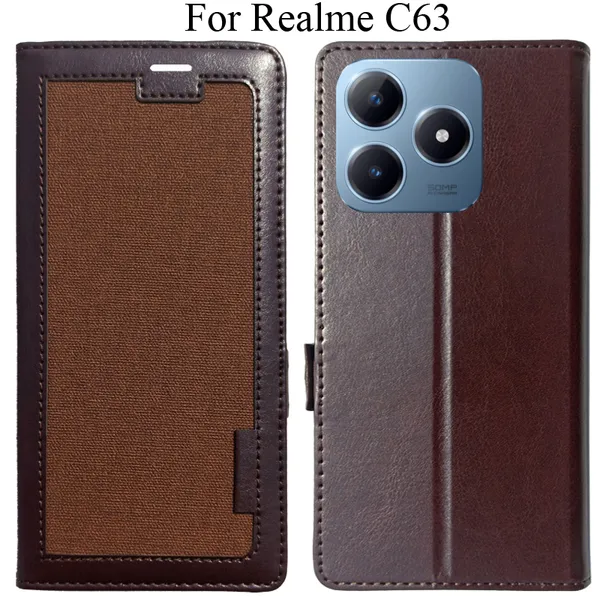 Brown_Premium_Flip_Cover_For_Realme_C63