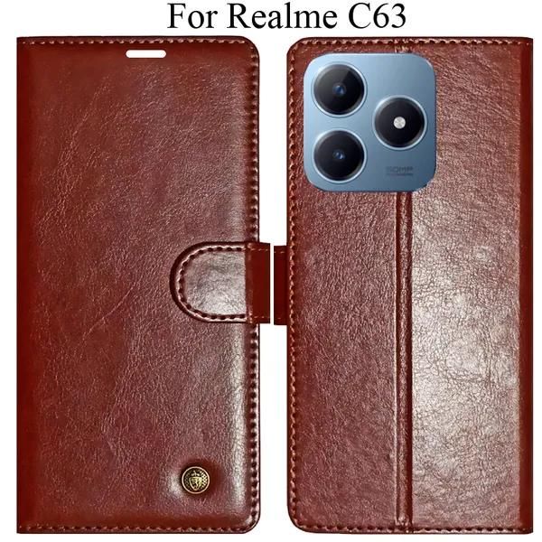 Brown_Premium_Flip_Cover_For_Realme_C63