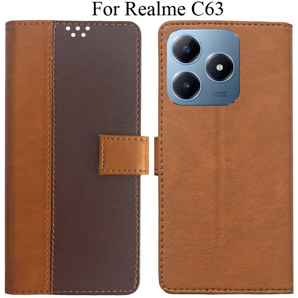 Brown_Premium_Flip_Cover_For_Realme_C63