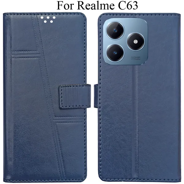 Blue_Premium_Flip_Cover_For_Realme_C63