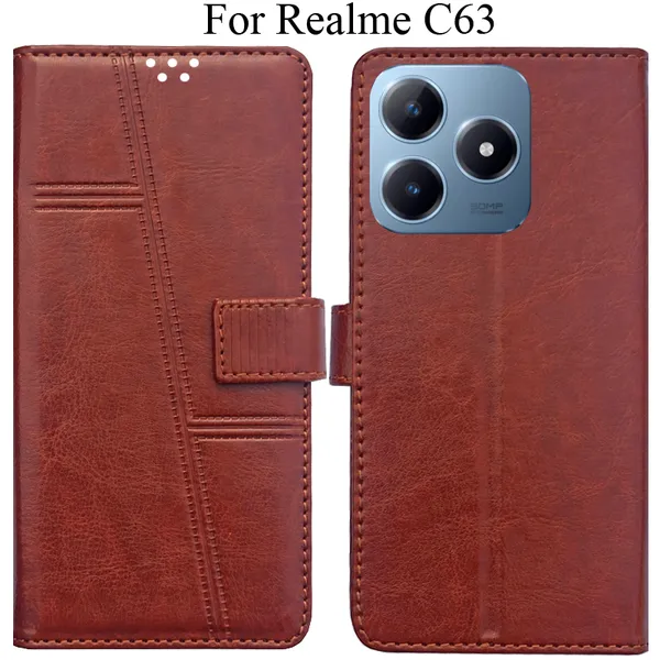 Brown_Premium_Flip_Cover_For_Realme_C63