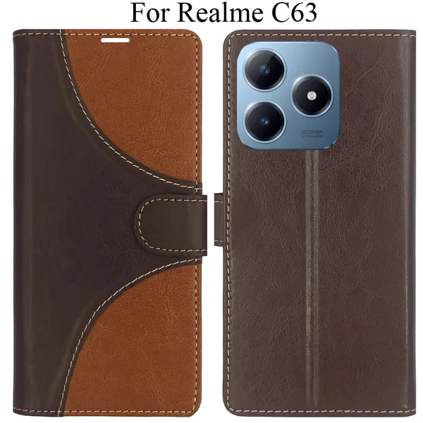 Brown_Premium_Flip_Cover_For_Realme_C63