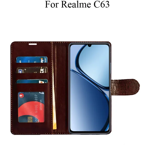 Brown_Premium_Flip_Cover_For_Realme_C63