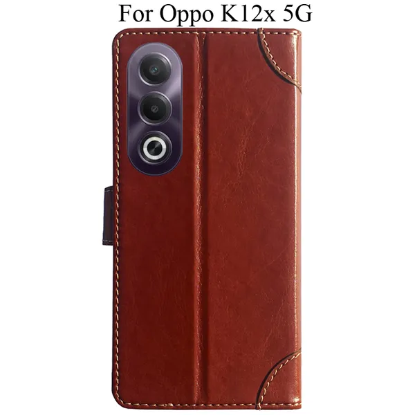 Brown_Premium_Flip_Cover_For_Oppo_K12X_5G