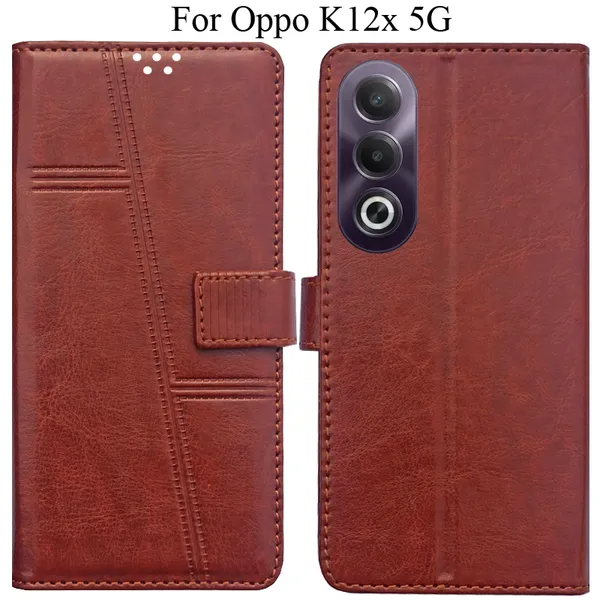 Brown_Premium_Flip_Cover_For_Oppo_K12X_5G