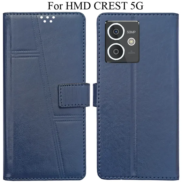 Blue_Premium_Flip_Cover_For_Hmd_Crest_5G