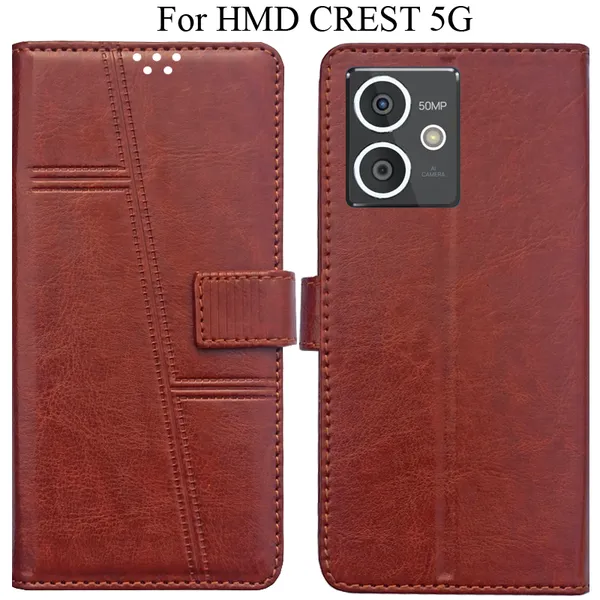 Brown_Premium_Flip_Cover_For_Hmd_Crest_5G