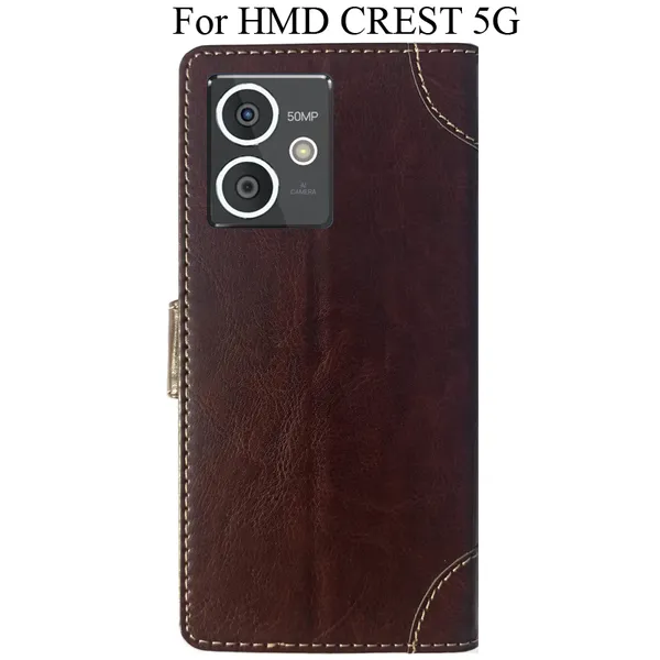 Beige_Premium_Flip_Cover_For_Hmd_Crest_5G