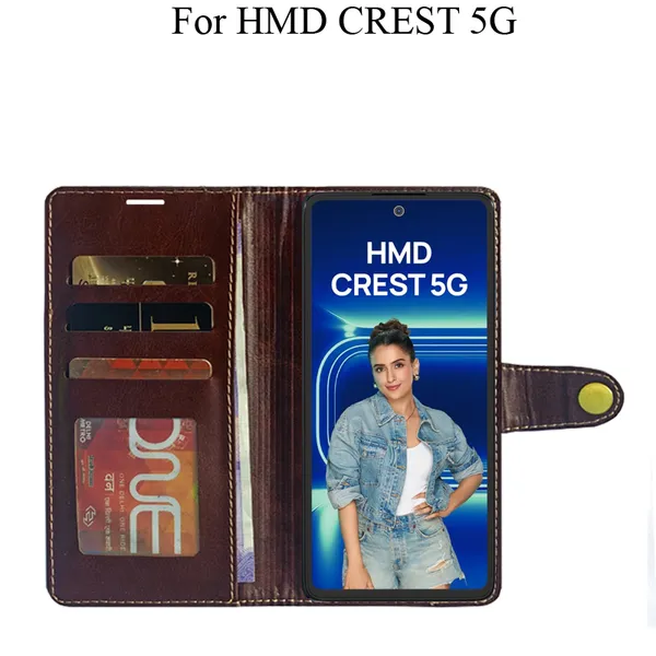 Beige_Premium_Flip_Cover_For_Hmd_Crest_5G